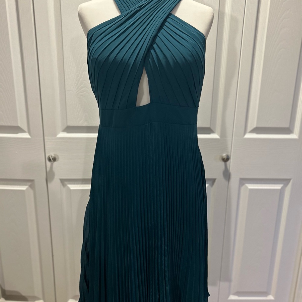 Elegant Teal Halter Dress